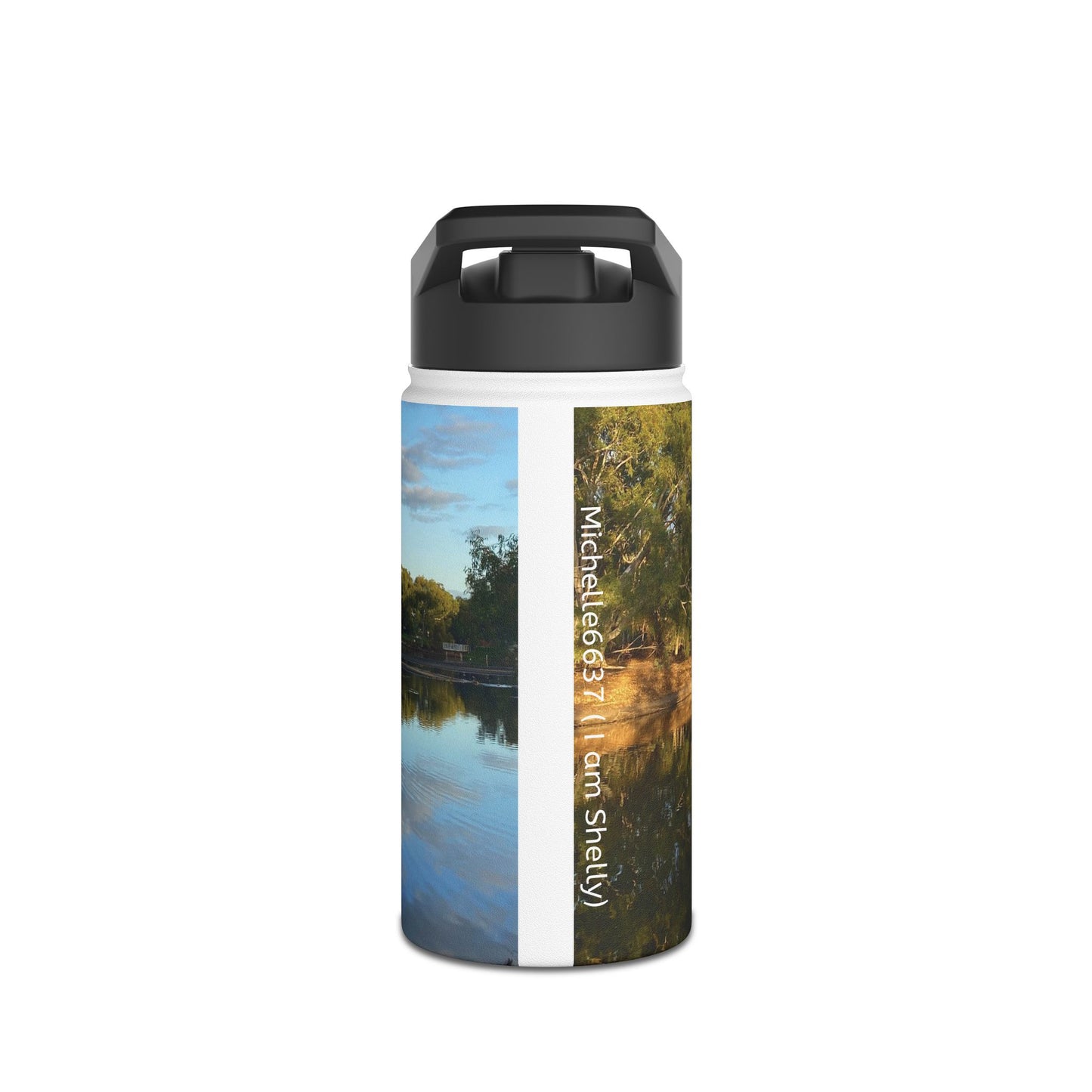 B001- Water Bottle, Tomato Lake Western Australia Peaceful Lake Design