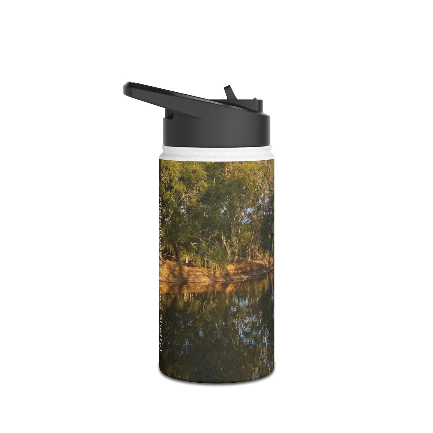 B001- Water Bottle, Tomato Lake Western Australia Peaceful Lake Design