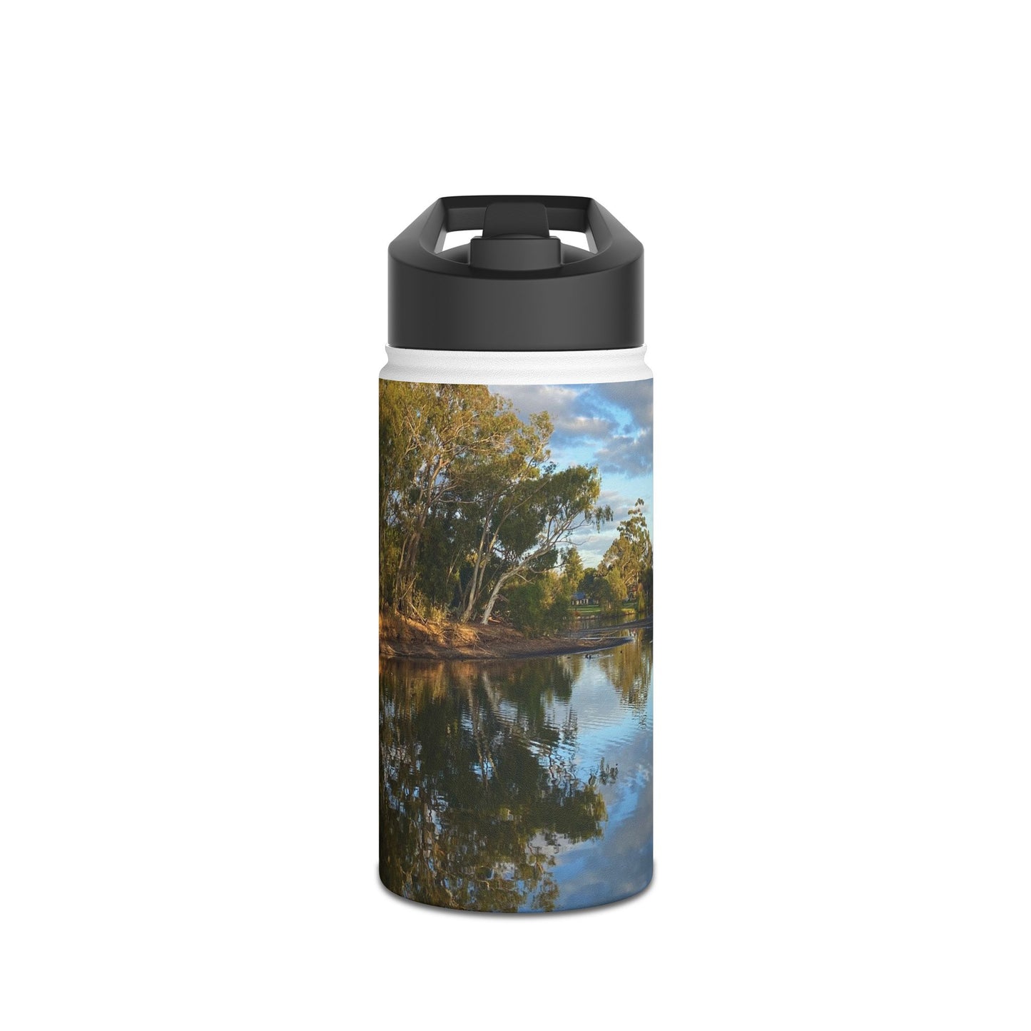 B001- Water Bottle, Tomato Lake Western Australia Peaceful Lake Design